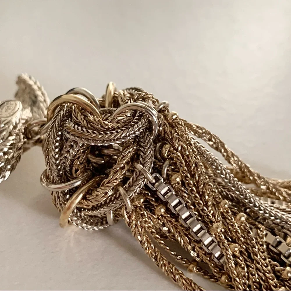 Chanel large tassel brooch in gold with crystals